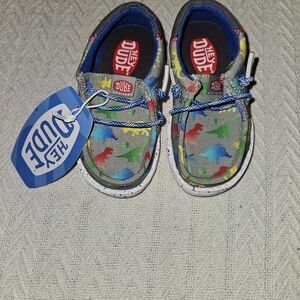 Hey Dude Kids Sneakers - Gray with Dinosaur Print